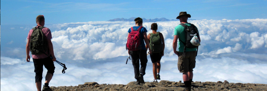 Group walking on the highest peak of Crete (named Psiloritis or Ida)